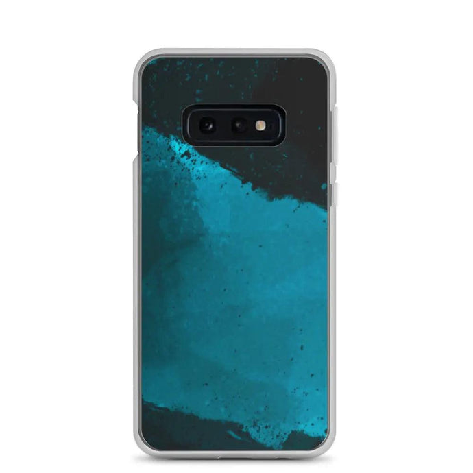 Dark Cyan Marine Blue Industrial Watercolor Paint Brush Style Flexible Clear Samsung Case Bump Resistant Corners CREATIVETECH