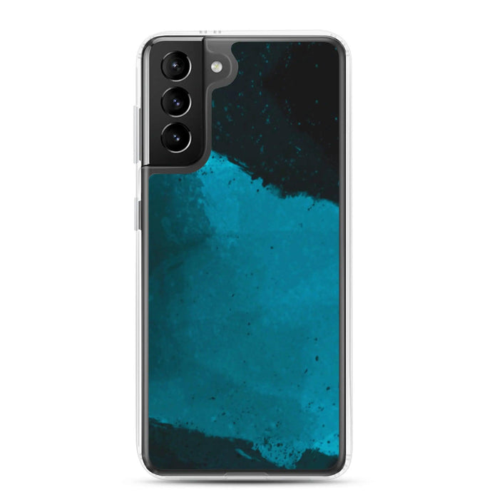 Dark Cyan Marine Blue Industrial Watercolor Paint Brush Style Flexible Clear Samsung Case Bump Resistant Corners CREATIVETECH