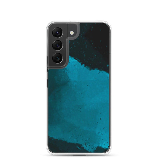 Dark Cyan Marine Blue Industrial Watercolor Paint Brush Style Flexible Clear Samsung Case Bump Resistant Corners CREATIVETECH
