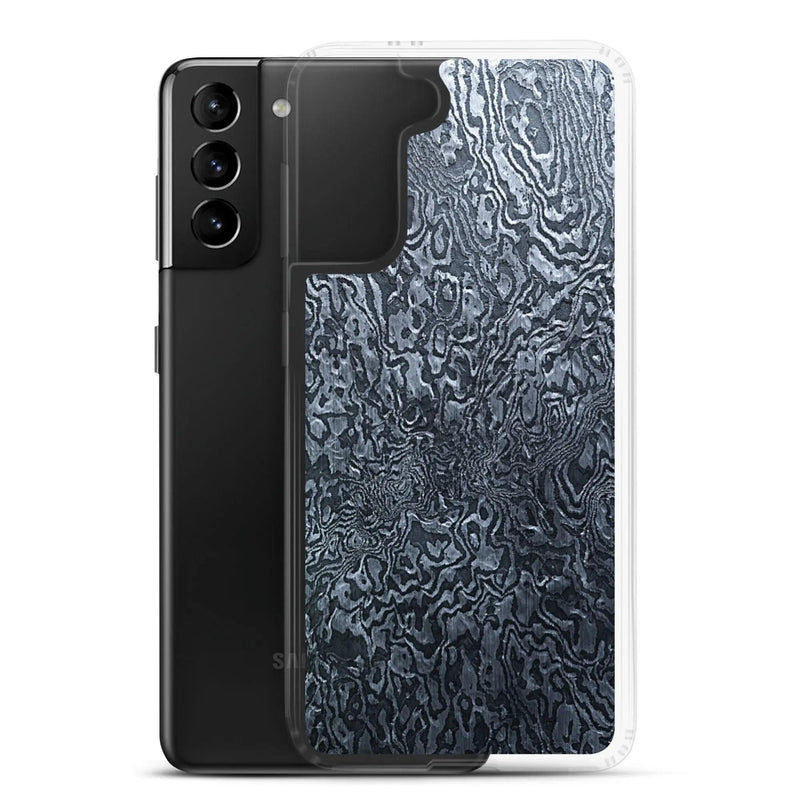 Load image into Gallery viewer, Dark Industrial Damascus Steel Metal Flexible Clear Samsung Case Bump Resistant Corners CREATIVETECH
