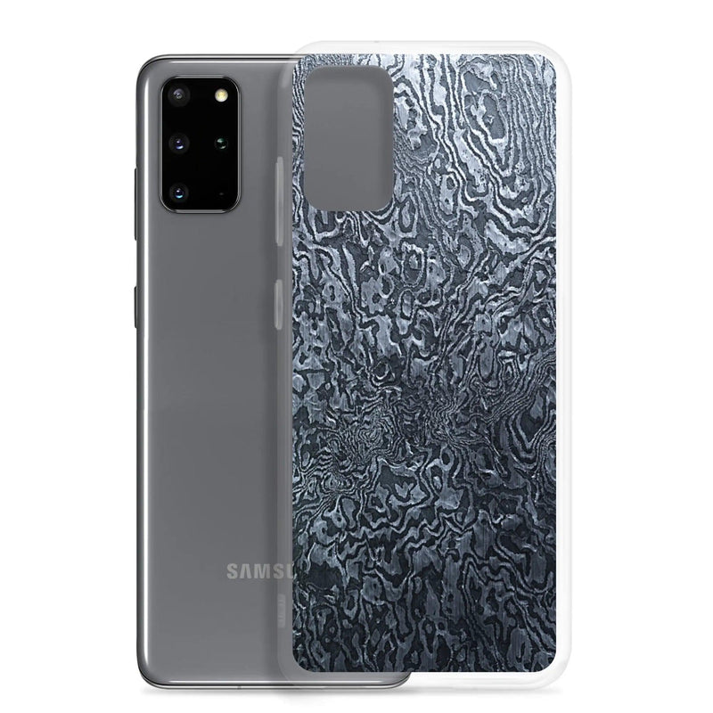 Load image into Gallery viewer, Dark Industrial Damascus Steel Metal Flexible Clear Samsung Case Bump Resistant Corners CREATIVETECH
