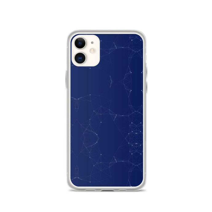 Dark Navy Blue Elegant Cyber Polygon Flexible Clear iPhone Case Bump Resistant Corners CREATIVETECH