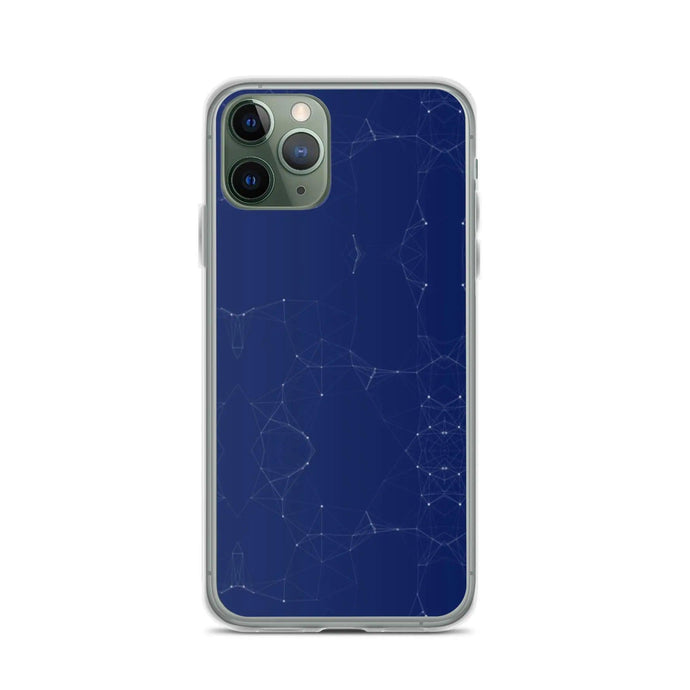 Dark Navy Blue Elegant Cyber Polygon Flexible Clear iPhone Case Bump Resistant Corners CREATIVETECH