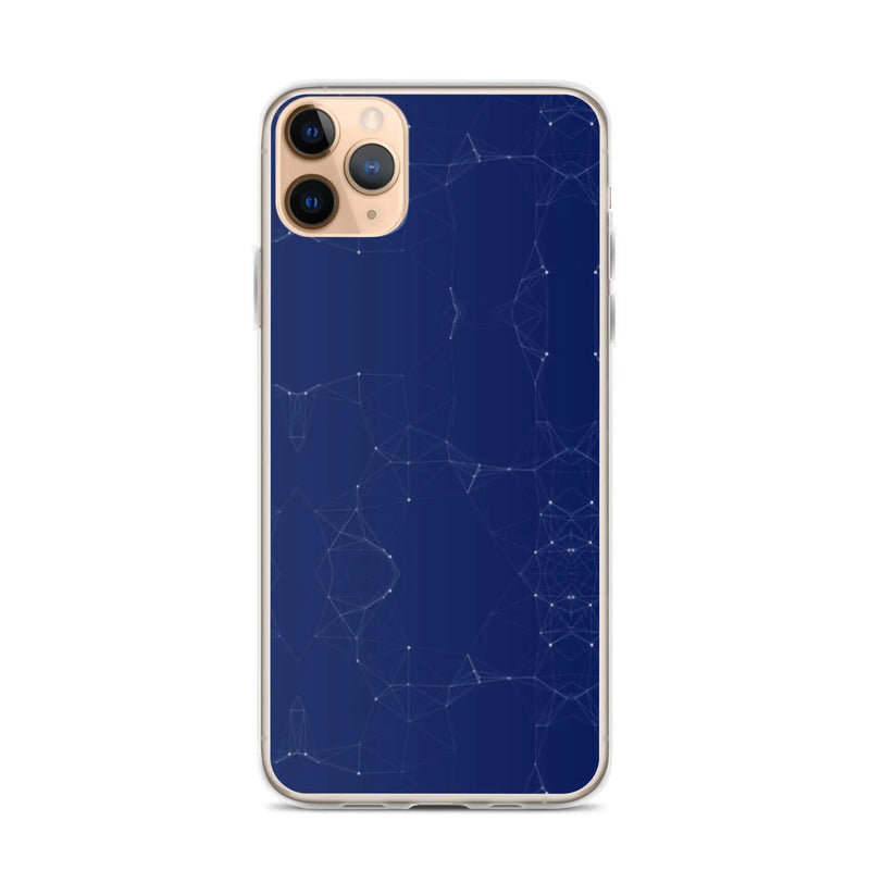Load image into Gallery viewer, Dark Navy Blue Elegant Cyber Polygon Flexible Clear iPhone Case Bump Resistant Corners CREATIVETECH

