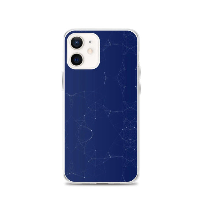 Dark Navy Blue Elegant Cyber Polygon Flexible Clear iPhone Case Bump Resistant Corners CREATIVETECH