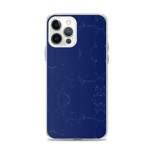 Dark Navy Blue Elegant Cyber Polygon Flexible Clear iPhone Case Bump Resistant Corners CREATIVETECH
