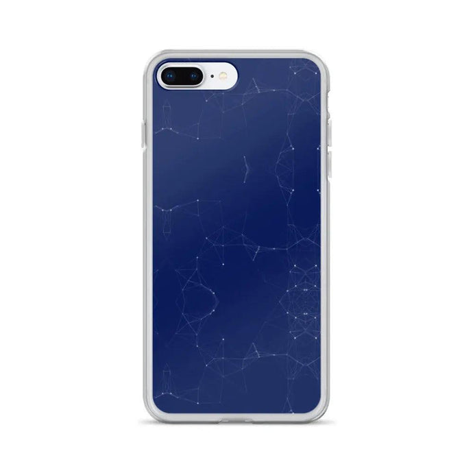 Dark Navy Blue Elegant Cyber Polygon Flexible Clear iPhone Case Bump Resistant Corners CREATIVETECH