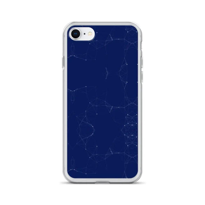 Dark Navy Blue Elegant Cyber Polygon Flexible Clear iPhone Case Bump Resistant Corners CREATIVETECH