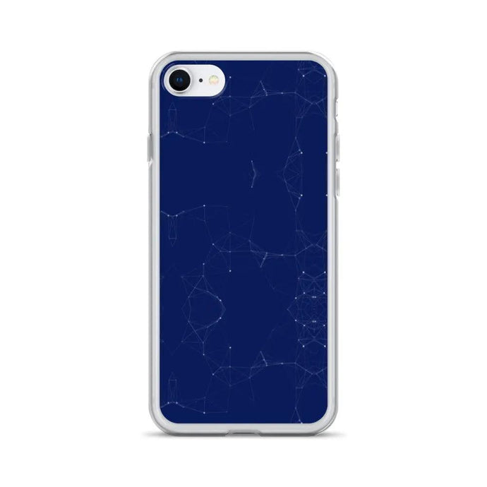 Dark Navy Blue Elegant Cyber Polygon Flexible Clear iPhone Case Bump Resistant Corners CREATIVETECH