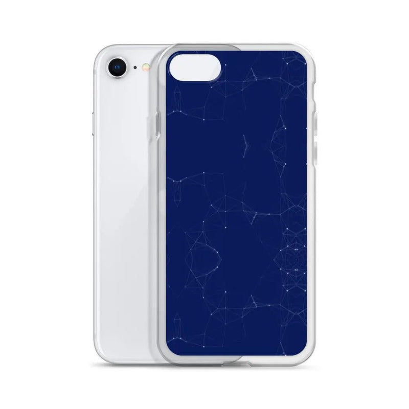 Load image into Gallery viewer, Dark Navy Blue Elegant Cyber Polygon Flexible Clear iPhone Case Bump Resistant Corners CREATIVETECH

