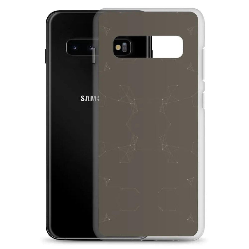 Load image into Gallery viewer, Dark Pastel Brown Cyber Polygon Flexible Clear Samsung Case Bump Resistant Corners CREATIVETECH
