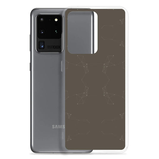 Dark Pastel Brown Cyber Polygon Flexible Clear Samsung Case Bump Resistant Corners CREATIVETECH