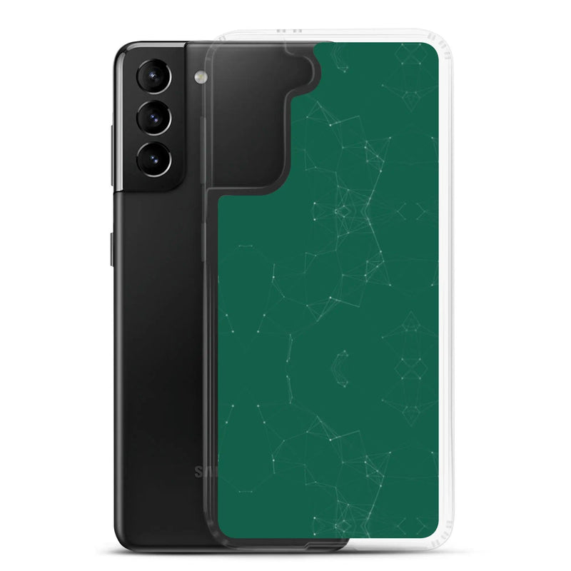 Load image into Gallery viewer, Dark Pastel Green Cyber Polygon Flexible Clear Samsung Case Bump Resistant Corners CREATIVETECH
