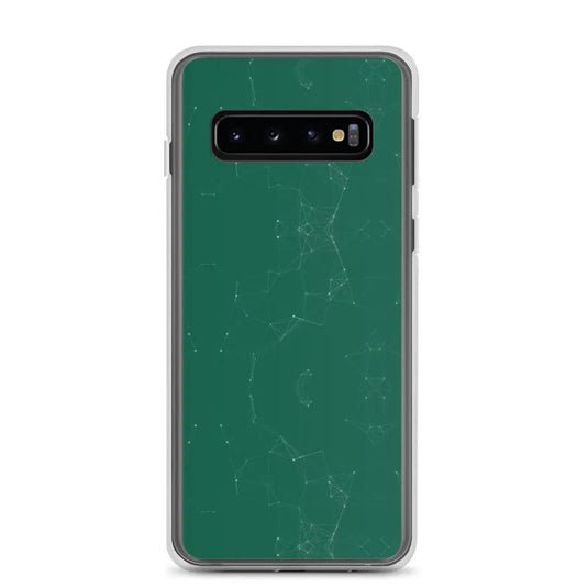 Dark Pastel Green Cyber Polygon Flexible Clear Samsung Case Bump Resistant Corners CREATIVETECH