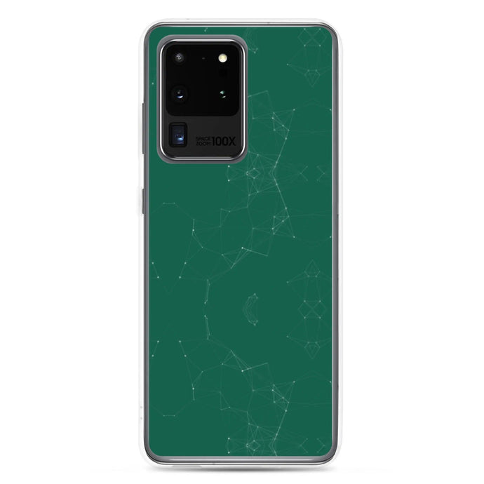 Dark Pastel Green Cyber Polygon Flexible Clear Samsung Case Bump Resistant Corners CREATIVETECH