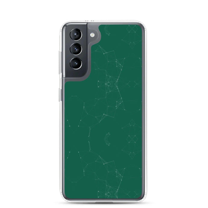 Dark Pastel Green Cyber Polygon Flexible Clear Samsung Case Bump Resistant Corners CREATIVETECH