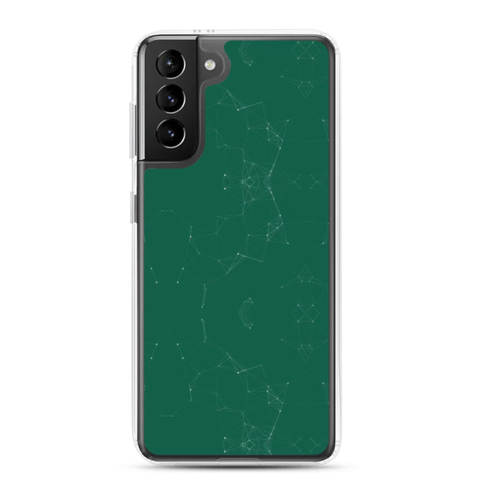 Dark Pastel Green Cyber Polygon Flexible Clear Samsung Case Bump Resistant Corners CREATIVETECH