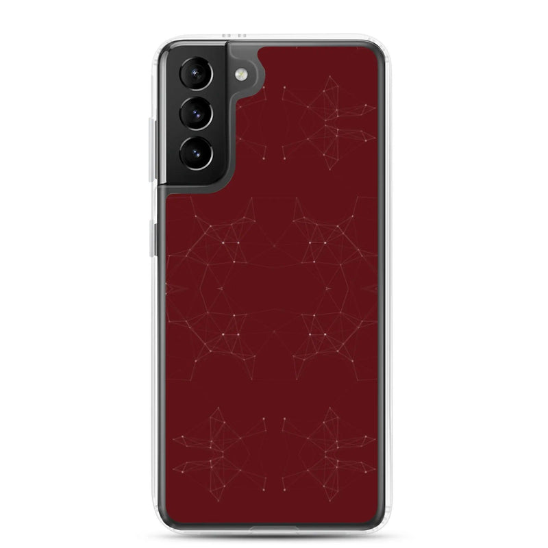 Load image into Gallery viewer, Dark Red Cyber Polygon Flexible Clear Samsung Case Bump Resistant Corners CREATIVETECH
