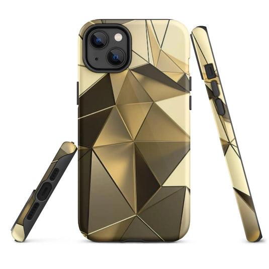 Gold Polygon Metal Double Layered Impact Resistant Tough iPhone Case 3D Wrap Matte or Glossy Finish CREATIVETECH