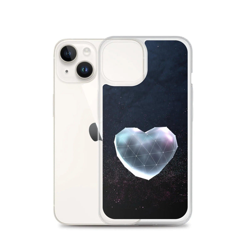 Load image into Gallery viewer, Heart Shaped Space Star Dust Flexible Clear iPhone Case Bump Resistant Corners CREATIVETECH
