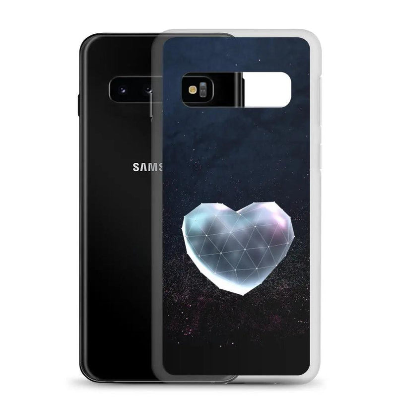 Load image into Gallery viewer, Heart Shaped Star Dust Dark Flexible Clear Samsung Case Bump Resistant Corners CREATIVETECH
