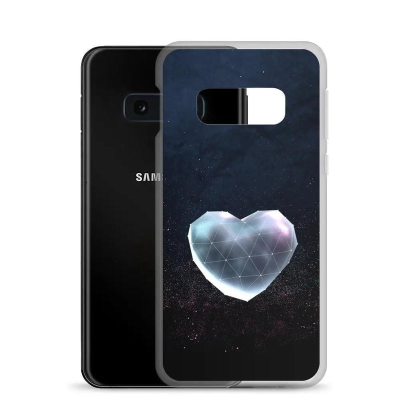 Load image into Gallery viewer, Heart Shaped Star Dust Dark Flexible Clear Samsung Case Bump Resistant Corners CREATIVETECH
