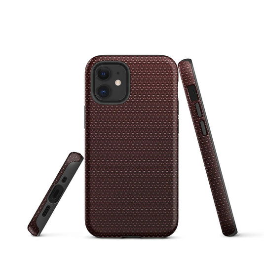 Industrial Dark Red Rubber Pattern Double Layered Impact Resistant Tough iPhone Case 3D Wrap Matte or Glossy Finish CREATIVETECH