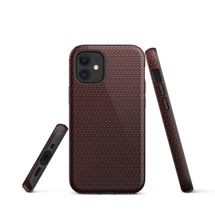 Industrial Dark Red Rubber Pattern Double Layered Impact Resistant Tough iPhone Case 3D Wrap Matte or Glossy Finish CREATIVETECH