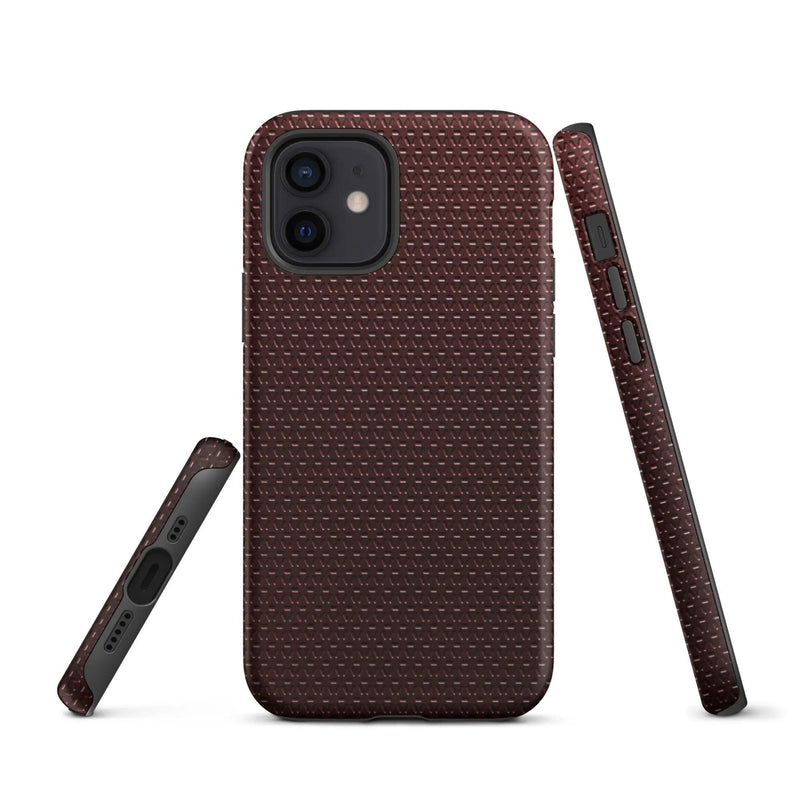 Load image into Gallery viewer, Industrial Dark Red Rubber Pattern Double Layered Impact Resistant Tough iPhone Case 3D Wrap Matte or Glossy Finish CREATIVETECH
