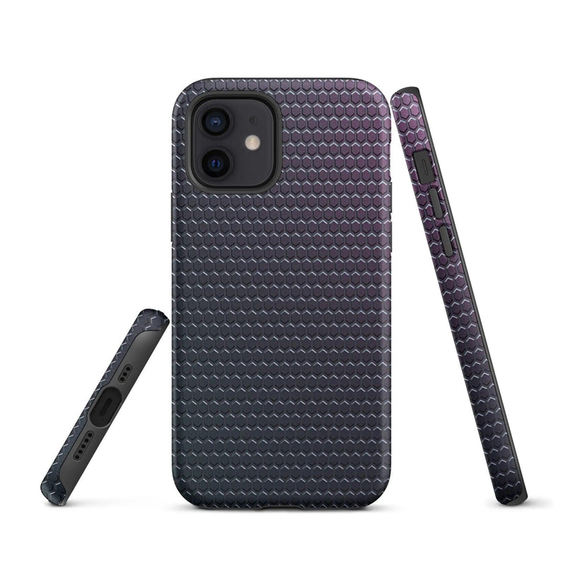 Load image into Gallery viewer, Industrial Violet Rubber Grid Double Layered Impact Resistant Tough iPhone Case 3D Wrap Matte or Glossy Finish CREATIVETECH
