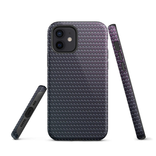 Industrial Violet Rubber Grid Double Layered Impact Resistant Tough iPhone Case 3D Wrap Matte or Glossy Finish CREATIVETECH