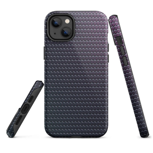 Industrial Violet Rubber Grid Double Layered Impact Resistant Tough iPhone Case 3D Wrap Matte or Glossy Finish CREATIVETECH