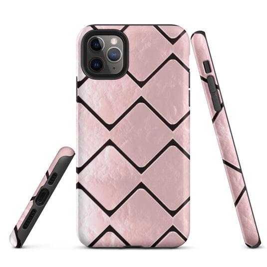 Metal Rose Gold Grid Double Layered Impact Resistant Tough iPhone Case 3D Wrap Matte or Glossy Finish CREATIVETECH