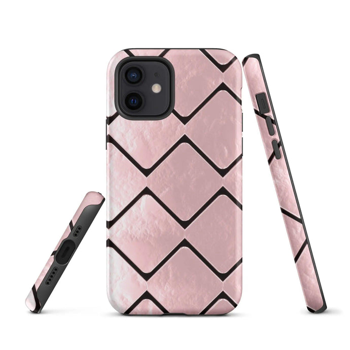 Metal Rose Gold Grid Double Layered Impact Resistant Tough iPhone Case 3D Wrap Matte or Glossy Finish CREATIVETECH