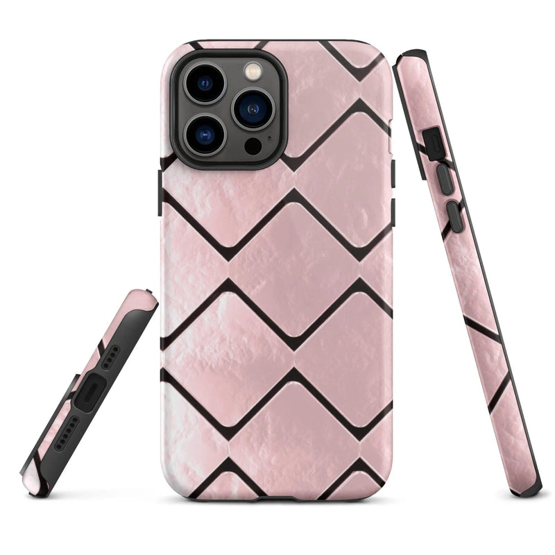 Load image into Gallery viewer, Metal Rose Gold Grid Double Layered Impact Resistant Tough iPhone Case 3D Wrap Matte or Glossy Finish CREATIVETECH
