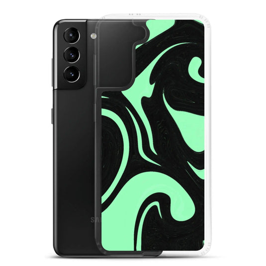 Mint Green Black Industrial Liquid Paint Style Flexible Clear Samsung Case Bump Resistant Corners CREATIVETECH