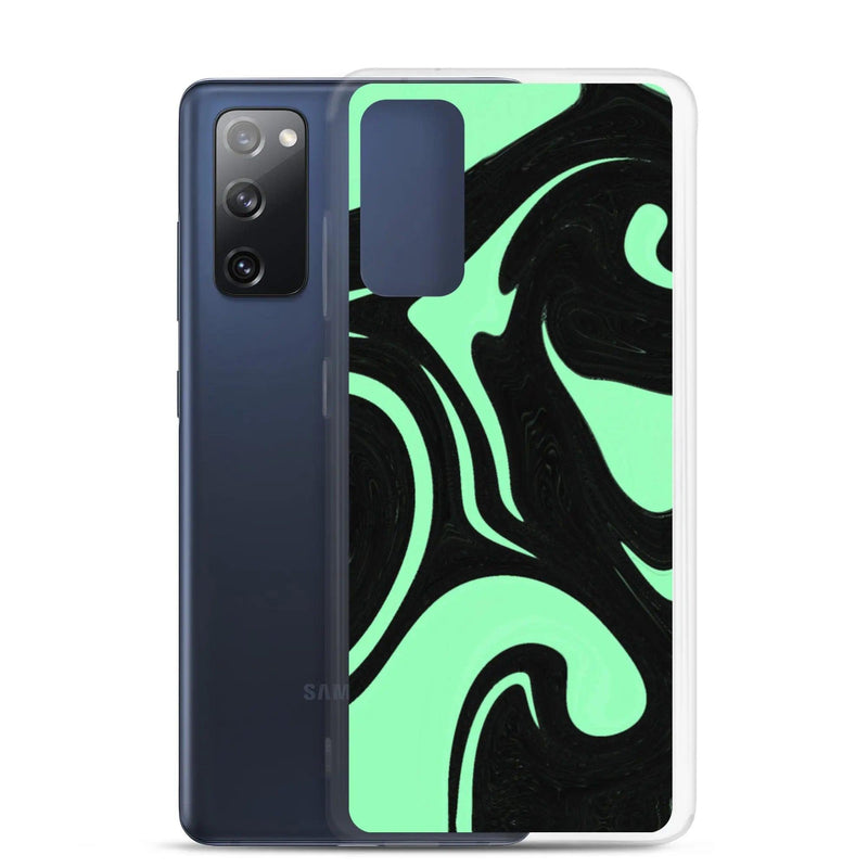 Load image into Gallery viewer, Mint Green Black Industrial Liquid Paint Style Flexible Clear Samsung Case Bump Resistant Corners CREATIVETECH
