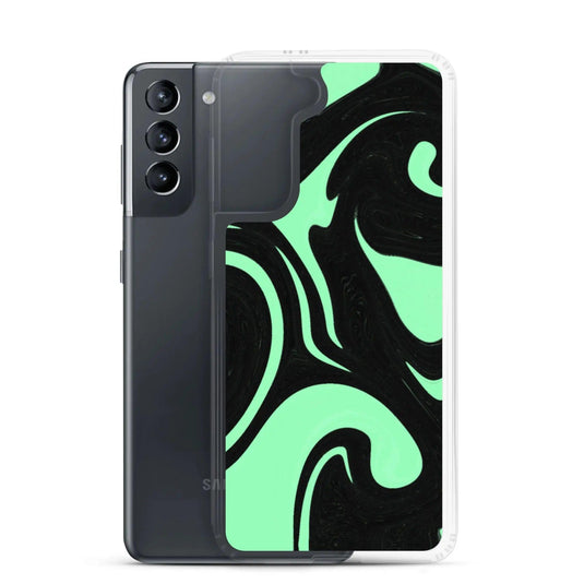 Mint Green Black Industrial Liquid Paint Style Flexible Clear Samsung Case Bump Resistant Corners CREATIVETECH