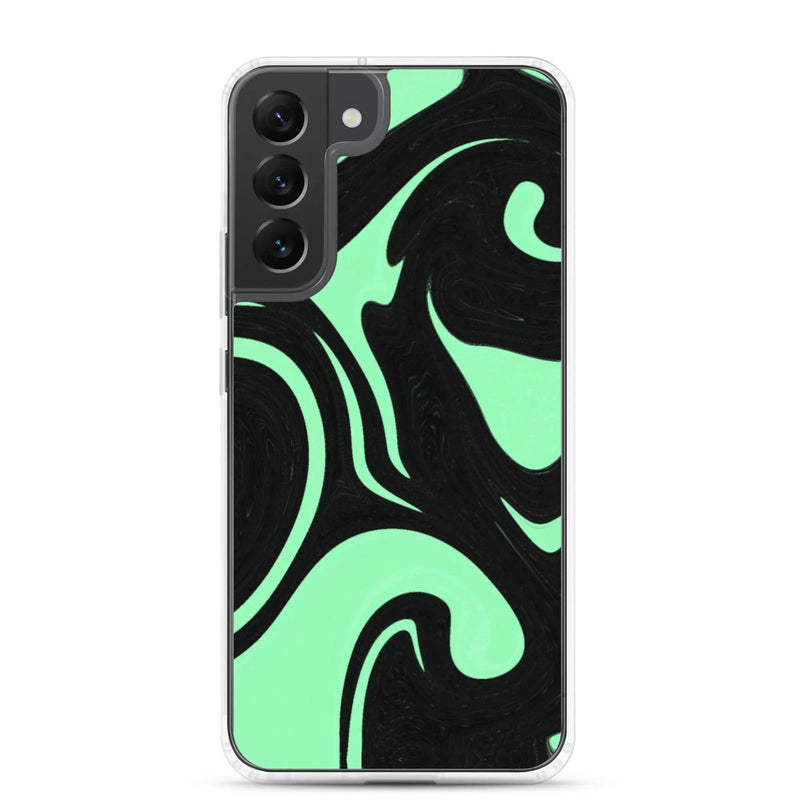 Load image into Gallery viewer, Mint Green Black Industrial Liquid Paint Style Flexible Clear Samsung Case Bump Resistant Corners CREATIVETECH
