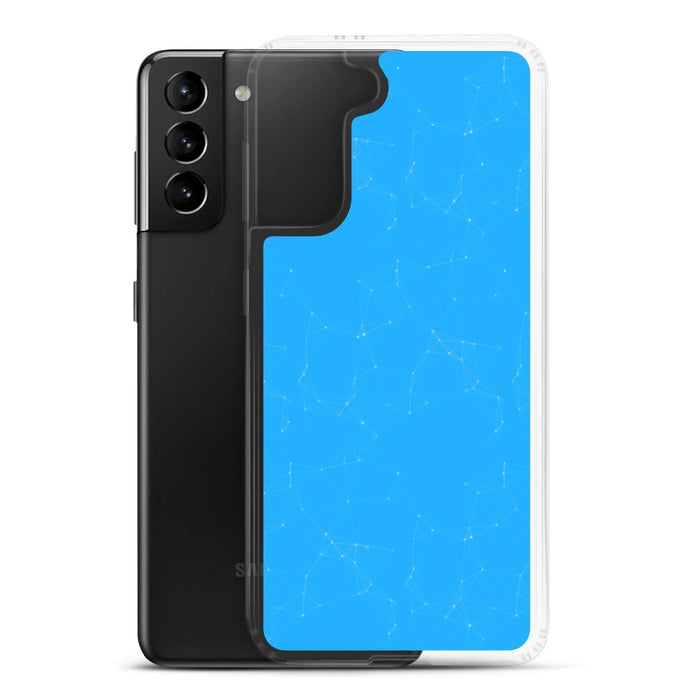 Neon Blue Cyber Polygon Flexible Clear Samsung Case Bump Resistant Corners CREATIVETECH