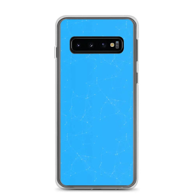 Load image into Gallery viewer, Neon Blue Cyber Polygon Flexible Clear Samsung Case Bump Resistant Corners CREATIVETECH
