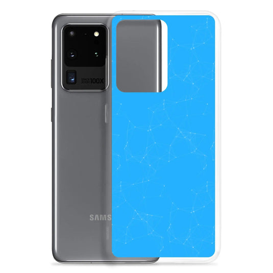 Neon Blue Cyber Polygon Flexible Clear Samsung Case Bump Resistant Corners CREATIVETECH