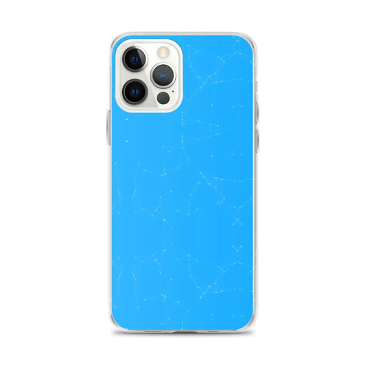 Neon Blue Cyber Polygon Flexible Clear iPhone Case Bump Resistant Corners CREATIVETECH