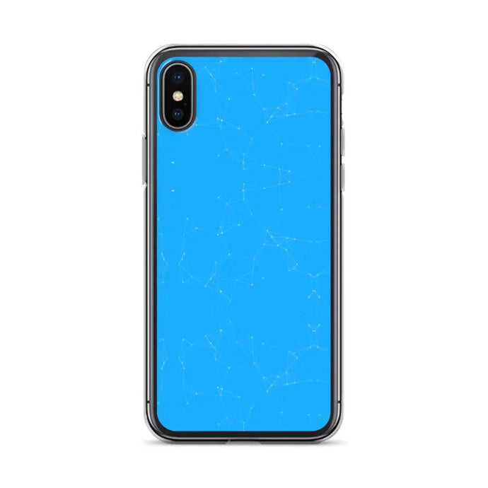 Neon Blue Cyber Polygon Flexible Clear iPhone Case Bump Resistant Corners CREATIVETECH