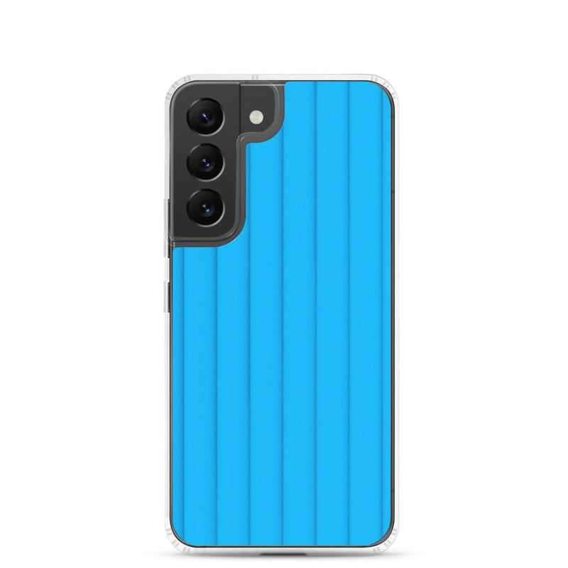 Load image into Gallery viewer, Neon Blue Striped Squishy Style Flexible Clear Samsung Case Bump Resistant Corners CREATIVETECH
