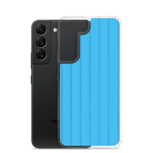Neon Blue Striped Squishy Style Flexible Clear Samsung Case Bump Resistant Corners CREATIVETECH