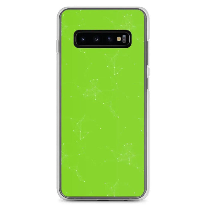 Neon Green Cyber Polygon Flexible Clear Samsung Case Bump Resistant Corners CREATIVETECH