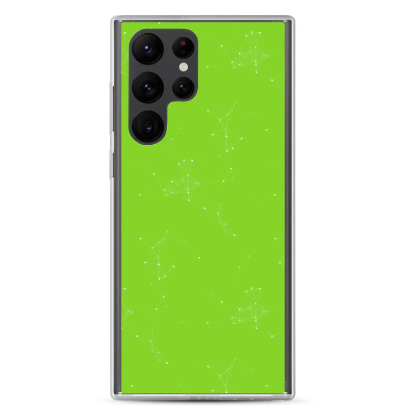 Load image into Gallery viewer, Neon Green Cyber Polygon Flexible Clear Samsung Case Bump Resistant Corners CREATIVETECH
