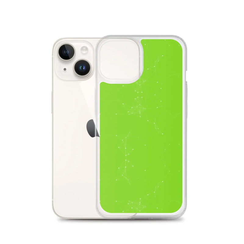 Load image into Gallery viewer, Neon Green White Cyber Polygon Flexible Clear iPhone Case Bump Resistant Corners CREATIVETECH
