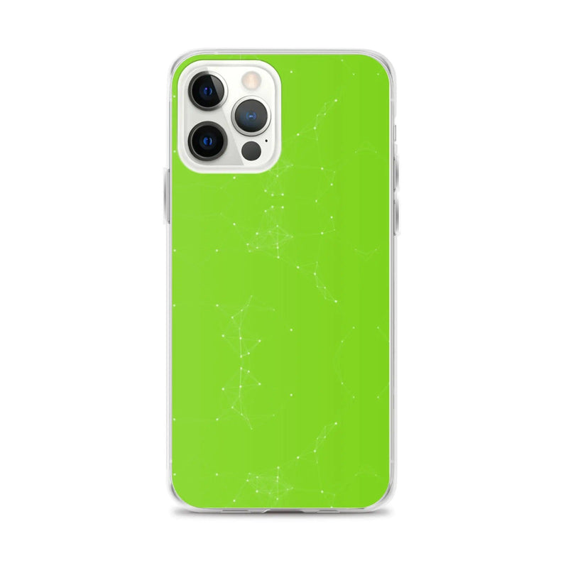 Load image into Gallery viewer, Neon Green White Cyber Polygon Flexible Clear iPhone Case Bump Resistant Corners CREATIVETECH

